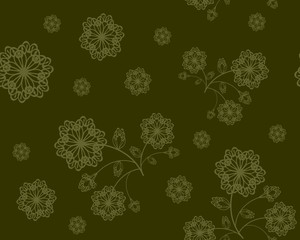 Green flower ornament on dark background