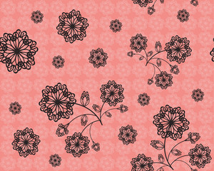 Black openwork flowers on pink background