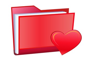 red vector file folder with heart