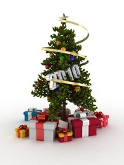 3d christmas tree with gifts-2010