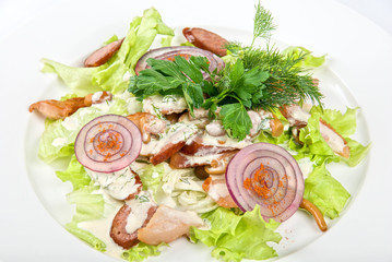 salad dish with sausage