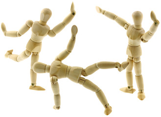 pantins articulés bois gymnastes fond blanc