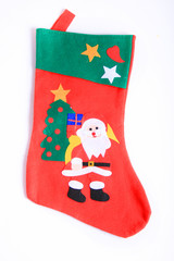 Bright Red Christmas Stocking On White Background