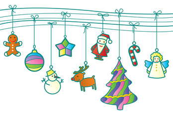 Christmas retro garland, vector illustration