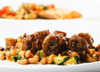 Hot Meat Dish - Beef Roll on Vegetable