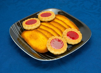 cookies on a Plate on a blue background