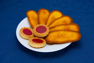 cookies on a Plate on a blue background