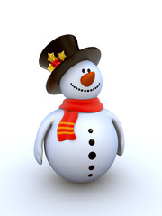 Snowman isolated winter series (fancy snowman on white)