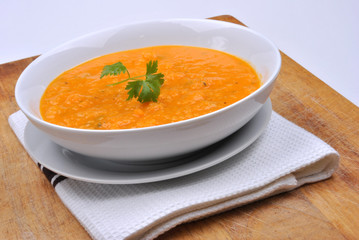 organic and healthy butternut squash creme soup