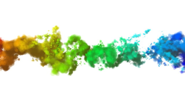 Multi-coloured smoke (clouds) on a white background