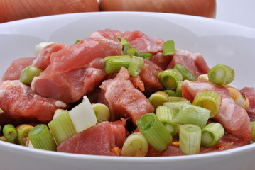 fresh beef lean diced steak in a bowl