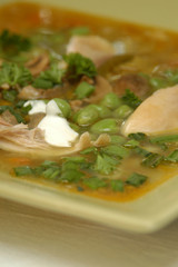 organic and healthy pea soup on a plate