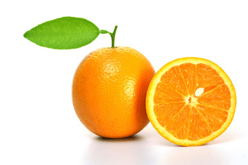 Naklejka na ściany i meble Fresh oranges on white
