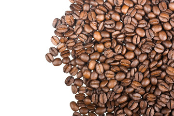 Coffee grains isolated on white background