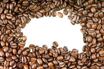 Coffee grains arownd white background