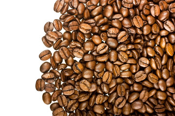 Coffee grains isolated on white background