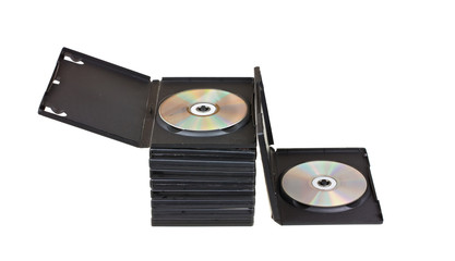 disk, DVD boxes isolated on white background..