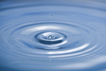 Blue water drop and splash.