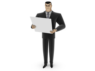 Businessman and white panel