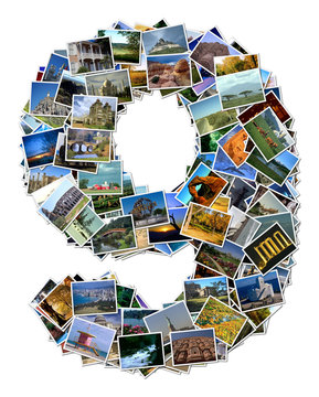 All over the world photo font 9 with 210 original pictures