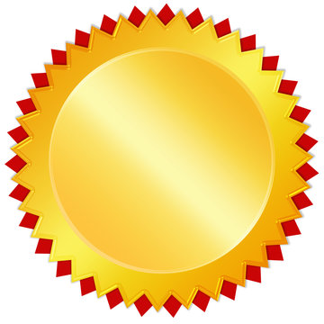 Blank golden award medal isolated over white