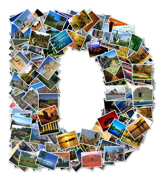 All over the world photo font D with 210 original pictures