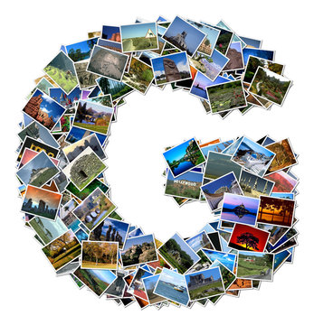 All over the world photo font G with 210 original pictures