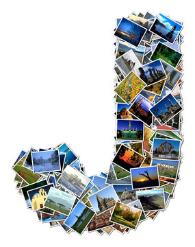 All over the world photo font J with 210 original pictures