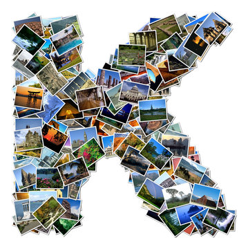All over the world photo font K with 210 original pictures