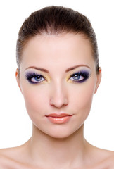 Beauty woman  face with fashion multicolored makeup