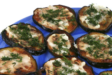 grilled eggplant served on dish