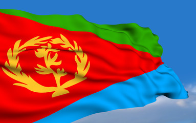 Fototapeta premium Eritrean flag waving on wind