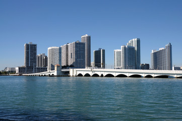 Downtown Miami with the Biscayne Bridge in foreground