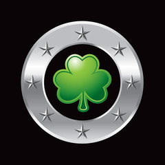 green shamrock silver star round frame
