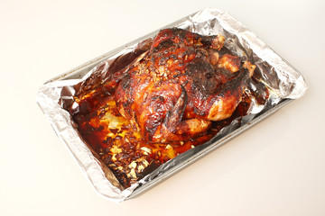 Oven baked teriyaki apple chicken fresh out of the oven.