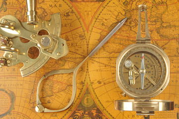 Fototapeta na wymiar Old-fashioned navigation devices