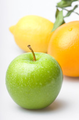 Wet green apple