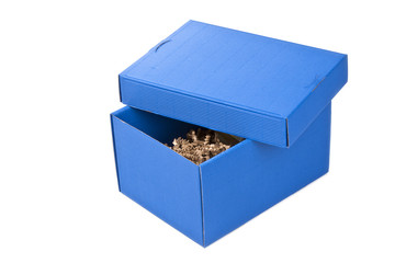 Blaue Schachtel mit Füllung
