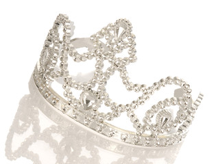 tiara or crown with reflection isolated on white background