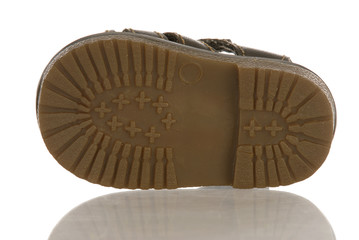 sole of baby or infant shoe with reflection