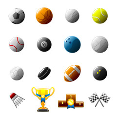 sport balls and objects icon set