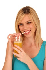Pretty Girl Drinking Orange Juice