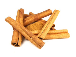 Cinnamon bark isolated on a white background.