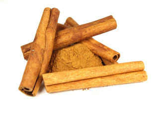 Cinnamon bark isolated on a white background.