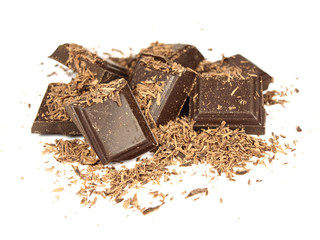 Bars of chocolate on white background
