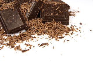 Bars of chocolate on white background