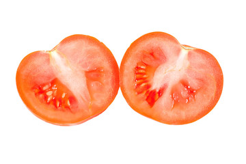 Tomato halves on a white background