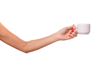 Woman and a cofee mug.