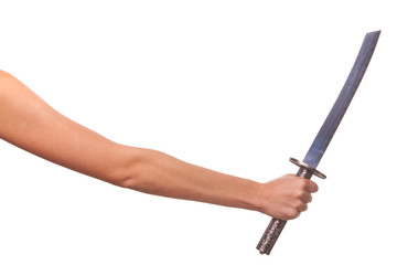 Woman hand and  sword.