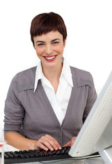 Young businesswoman working at her computer